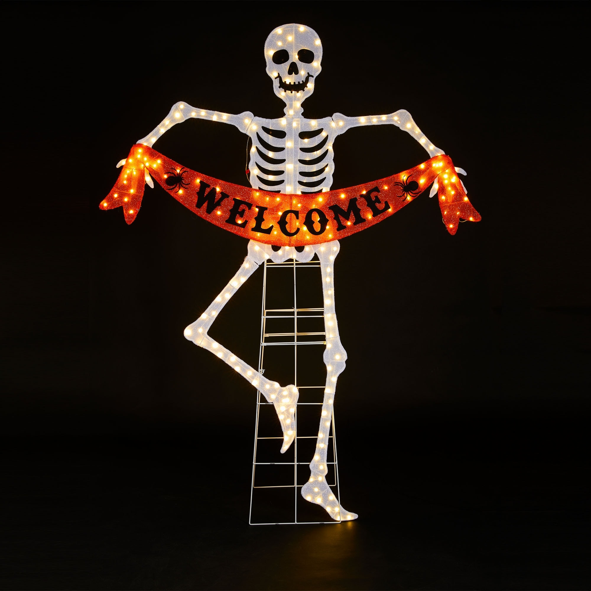 おくらいりHALLOWEEN2024 Glitzhome 7ft Pre-lit Halloween 2D Skeleton Outdoor Decor