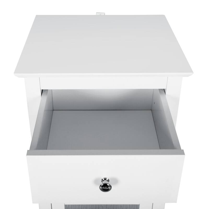 Teamson Home Connor Floor Accent Cabinet with Water-Textured Glass - 14.02" L x 15.0" W x 35.98" H