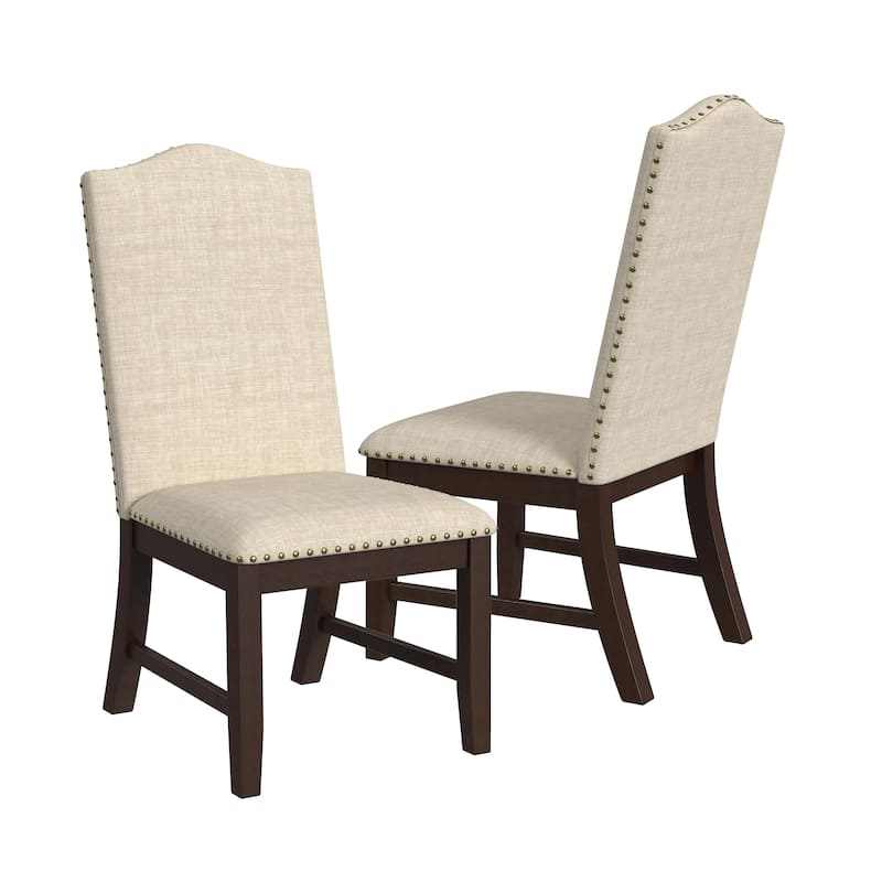 HomePop Scalloped Back Dining Chair - Beige Woven (set of 2) - Beige Woven