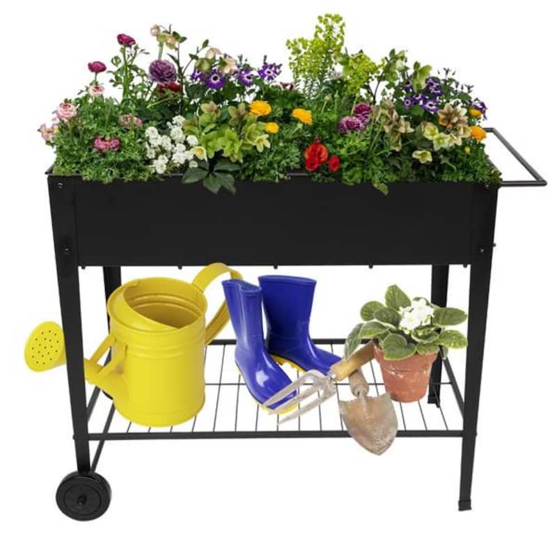 Metal Raised Garden Bed on Wheels for Outdoor Use