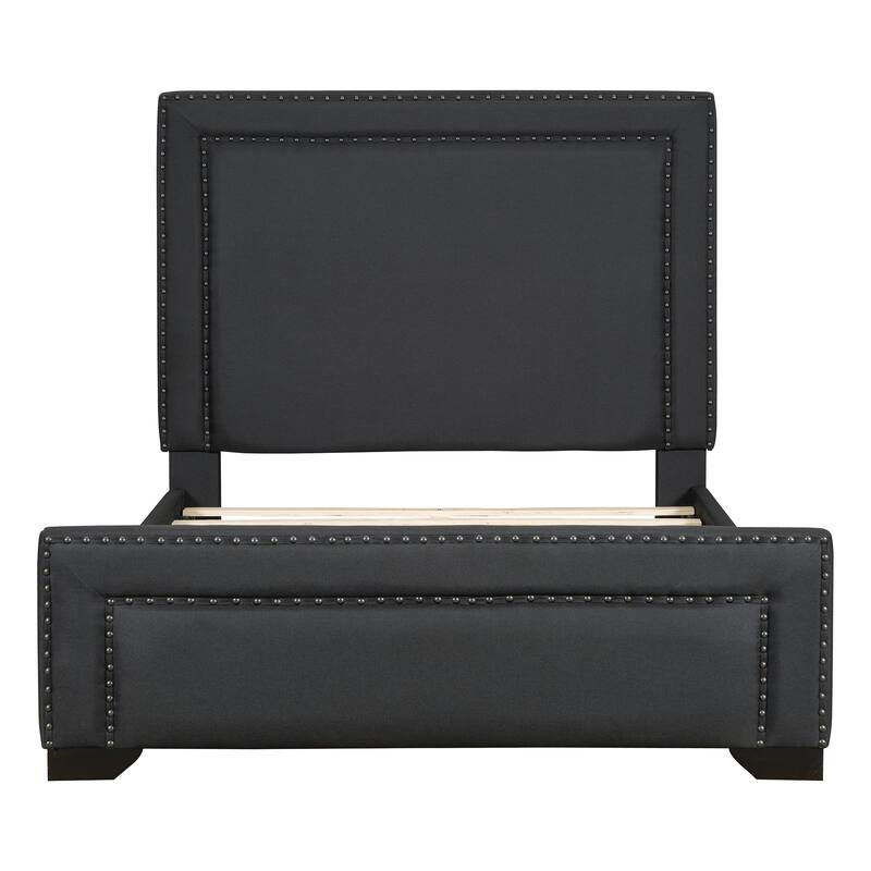 HomeRoots Black Tufted Velvet Upholstered Queen Bed Frame
