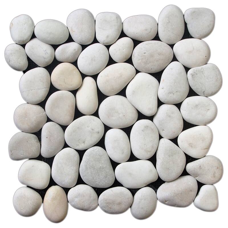 Classic Pebble 11 in. x 11 in. Mesh-Mounted Mosaic Wall and Floor Tile - White Natural - 11 in. x 11 in.