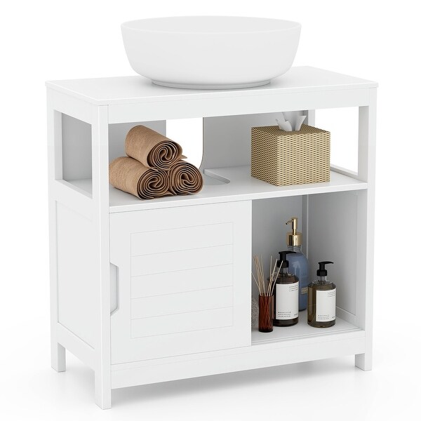 Gymax Under Sink Vanity Cabinet w U shaped Cut out Design 2 Sliding On Sale Bed Bath Beyond 40411785