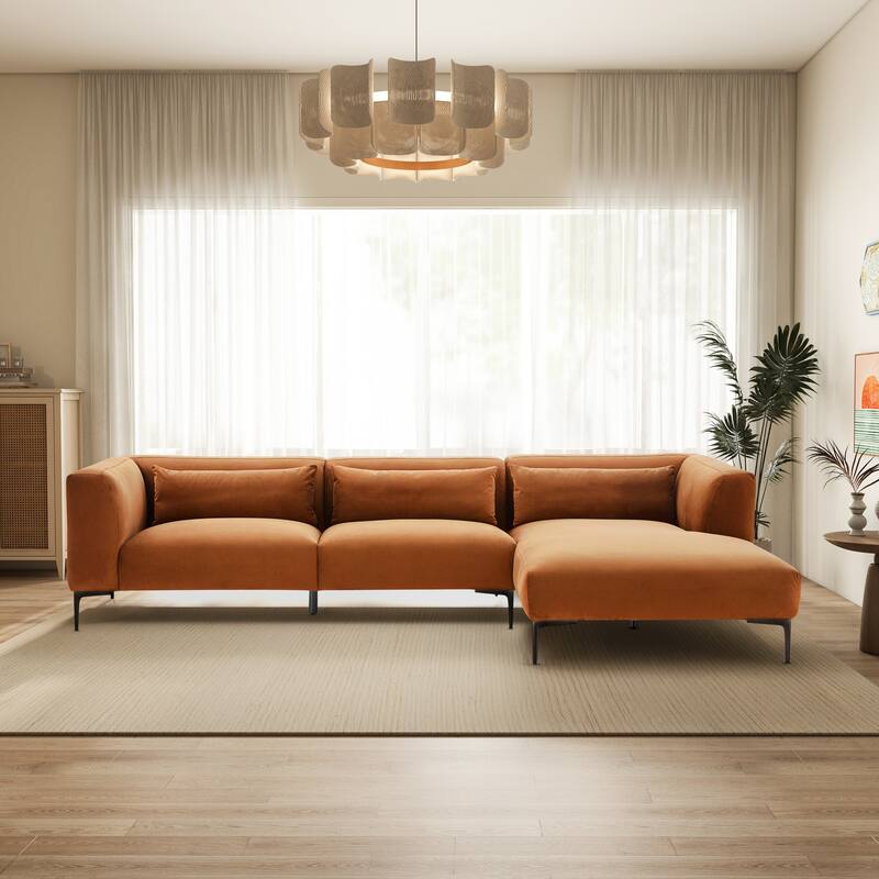 Savenoy Japandi Style L-Shaped Fabric Upholstered Sectional