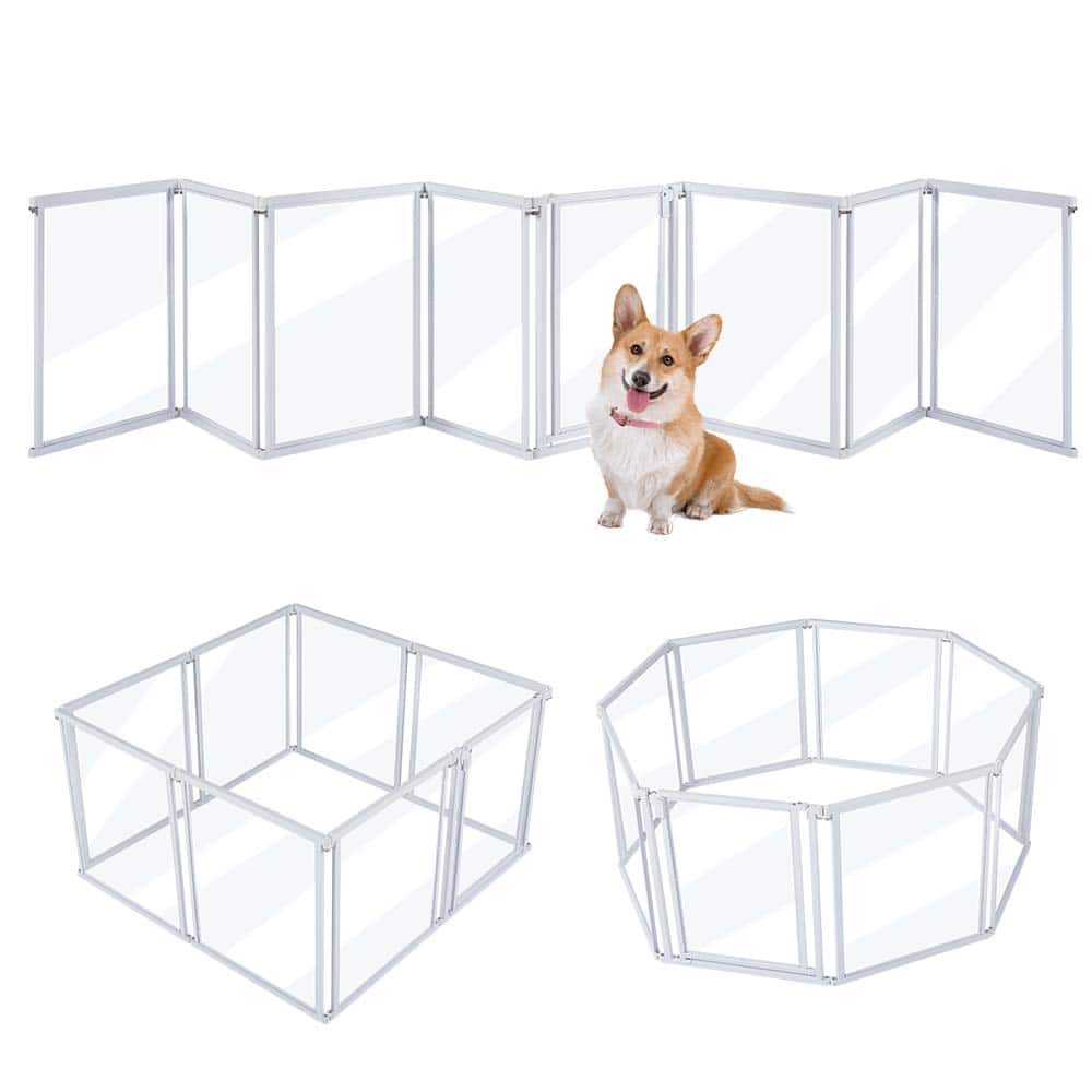Clear Dog Gate & Playpen, White, 24-in