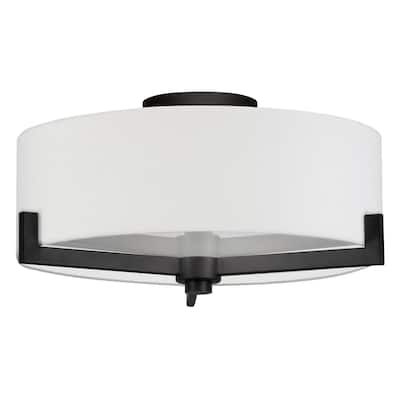 Hamlin 17.63" Wide 2-Light Semi Flush Mount with Fabric Shade