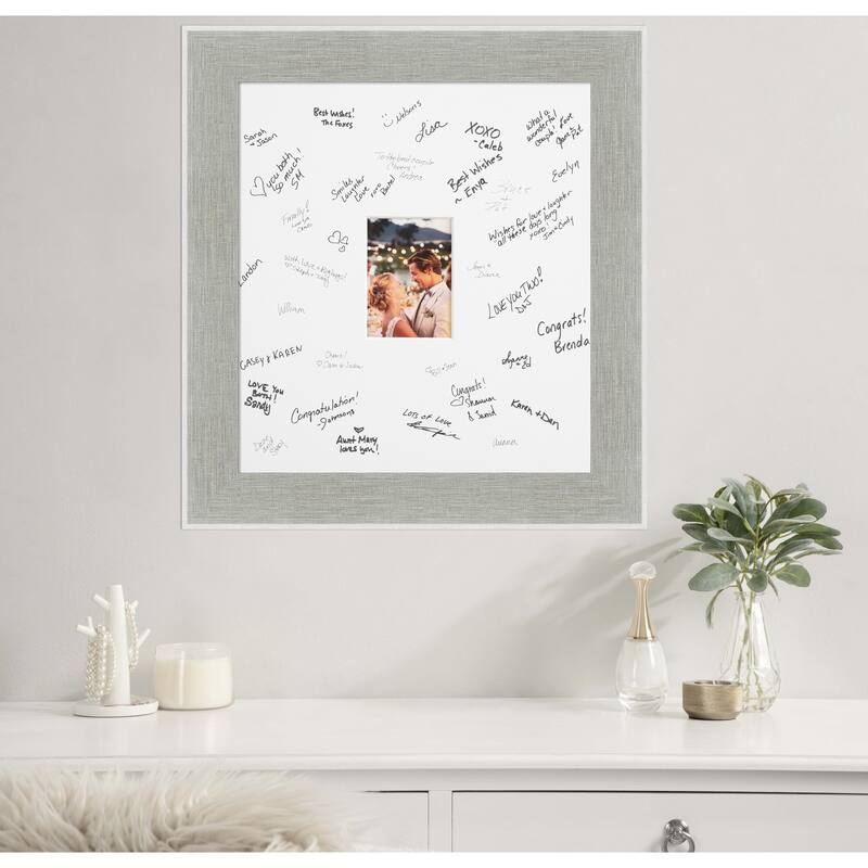 Glam Signature Mat Picture Frame - Autograph Photo Frame Guest Book Alternative for Weddings, Graduations, or Retirement