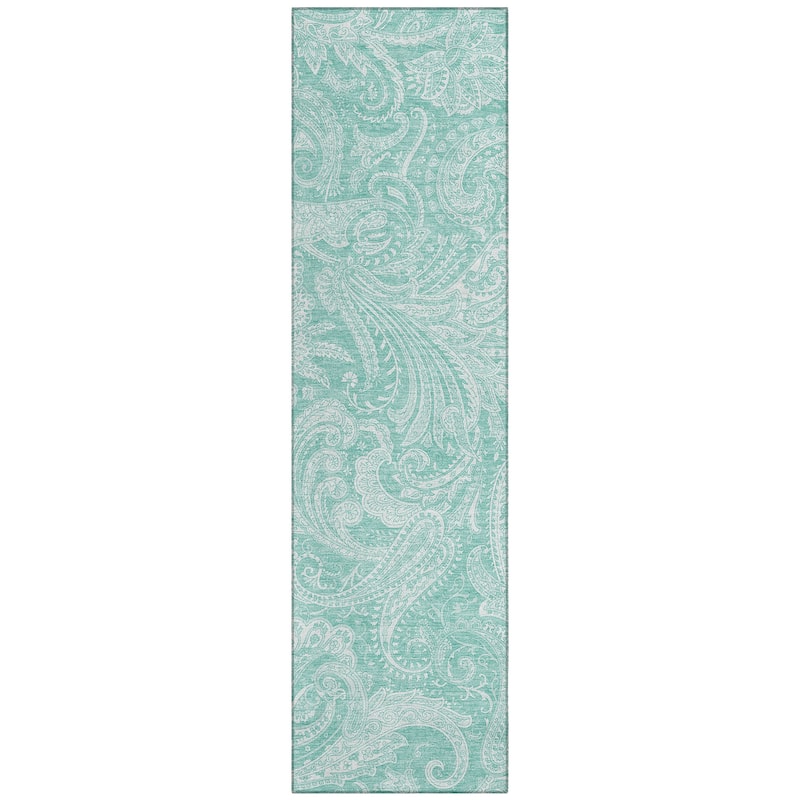Machine Washable Indoor/ Outdoor Chantille Paisley Traditional Rug