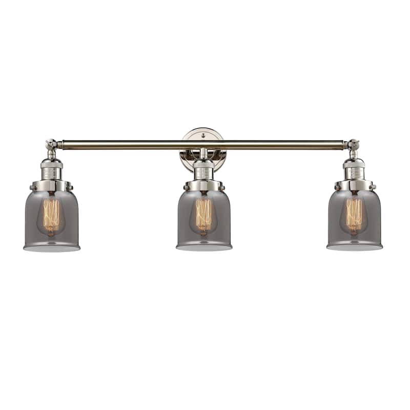 Innovations Lighting Bell - 3 Light 30" Bath Vanity Light - Polished Nickel/Light Smoke