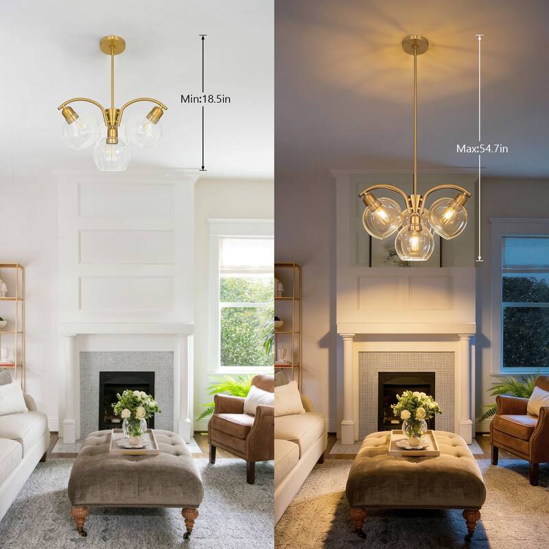 LamQee Sputnik Metal Chandelier with Clear Glass Globe Shades