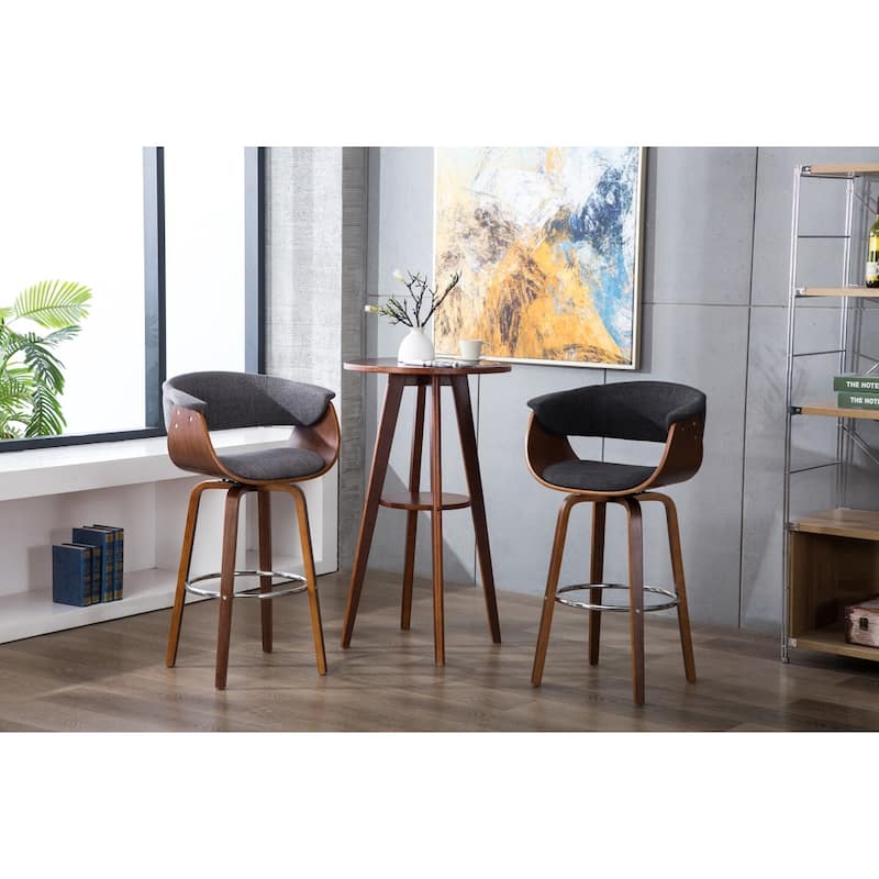 Porthos Home Swivel Bar Stool, Curved Back/Seat, Fabric Upholstery