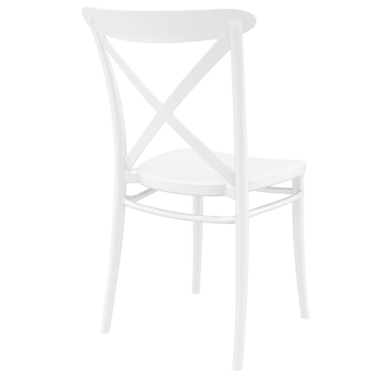 34.25" White Patio Cross Armless Dining Chair