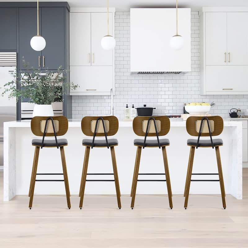 26" Upholstered Wood Counter Height Bar Stools - 17.7"W x 19.5"D x 35.1"H