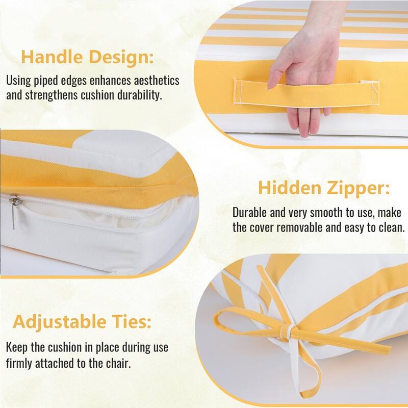 24x24 in Outdoor Deep Seat Cushion Set, Waterproof Fade Resistant, 4in Thickened Foam, Removable Cover, Adjustable Straps
