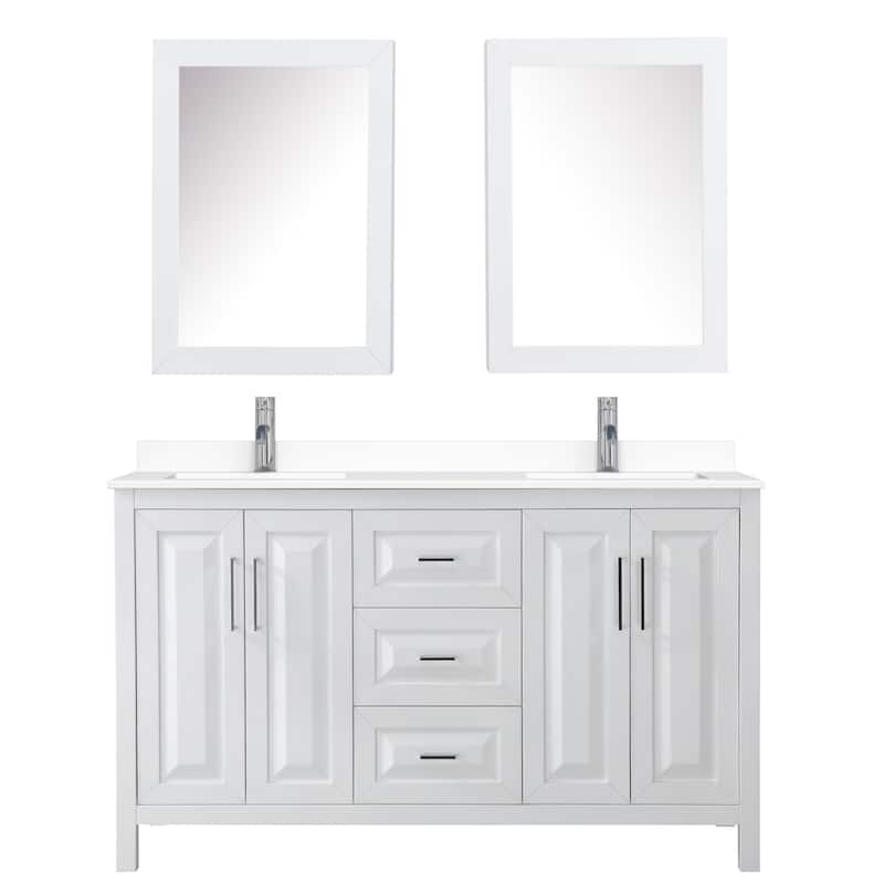 Daria 60 Inch Double Vanity, Cultured Marble Top, Medicine Cabinets