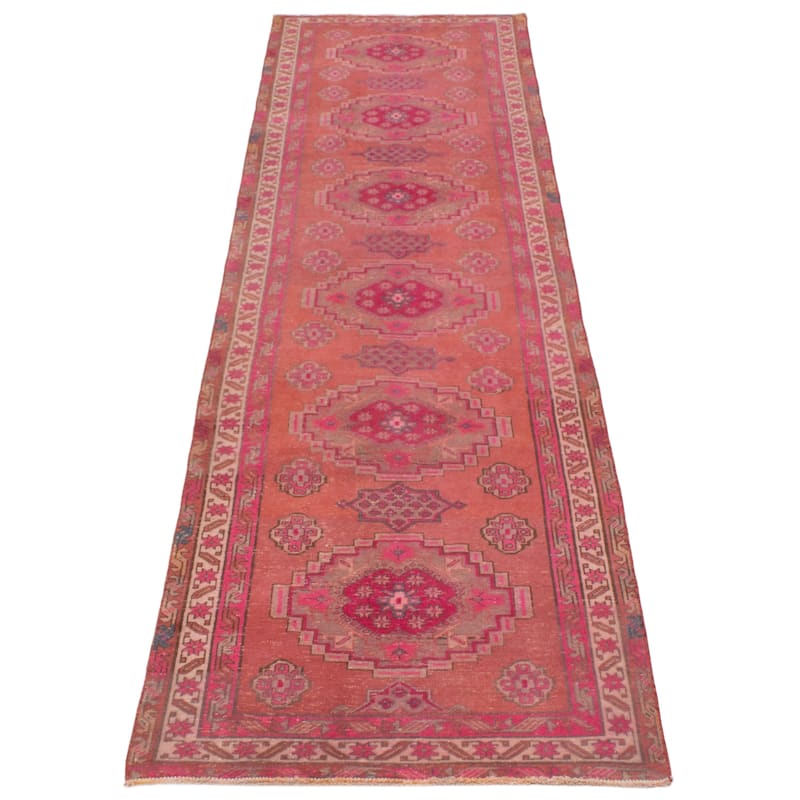 ECARPETGALLERY Hand-knotted Konya Anatolian Pink Wool Rug - 3'2 x 12'7