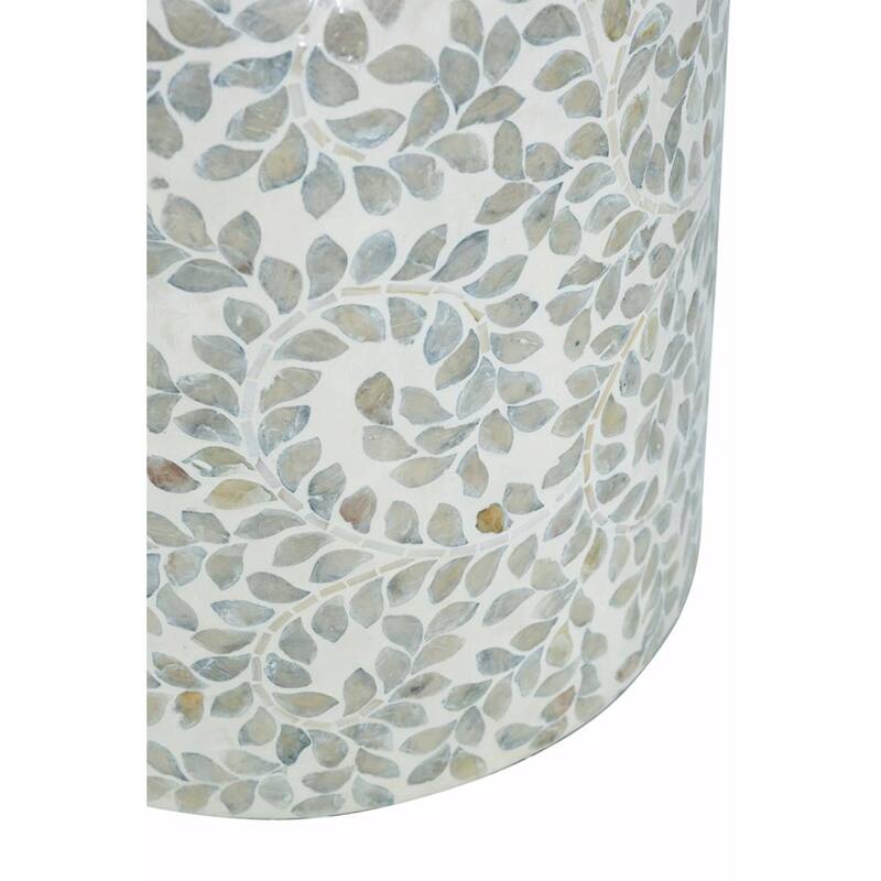​Eco-Friendly Capiz Table - Bamboo & White Shell Design, End Table, Side Table - 14x14x20"