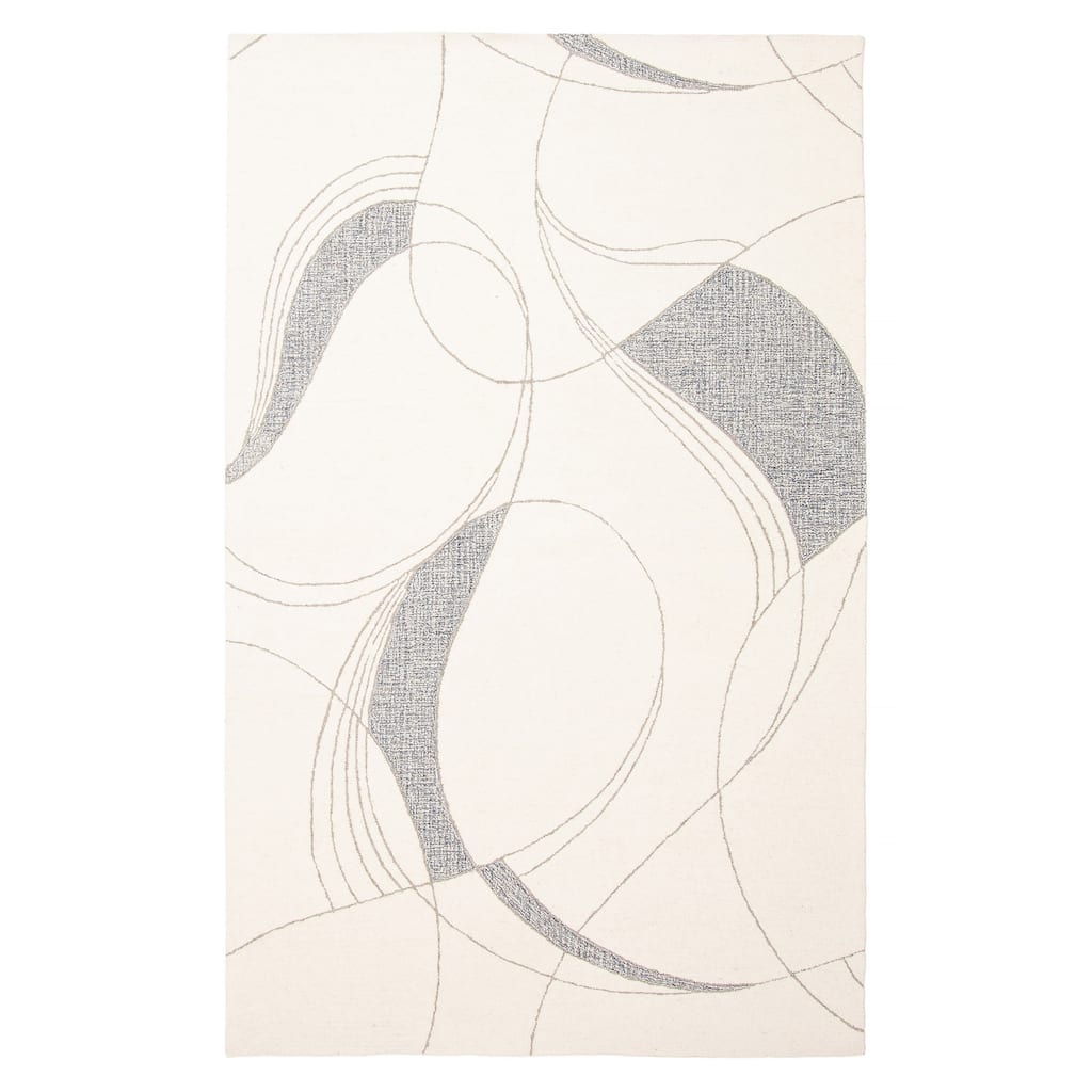 ECARPETGALLERY Hand Tufted Timeless Cream Wool Rug - 5'0 x 8'0