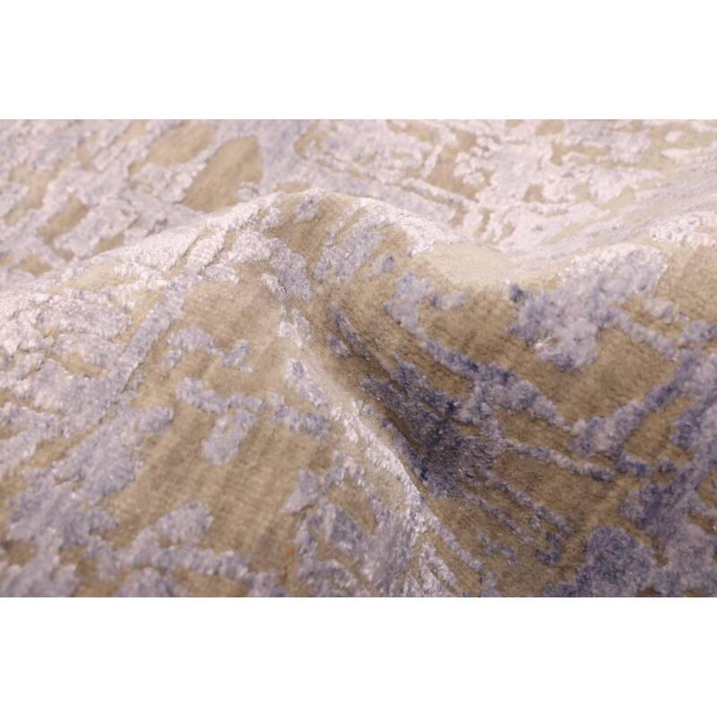 ECARPETGALLERY Hand-knotted Legacy Khaki Silk, Wool Rug - 2'7 x 12'1