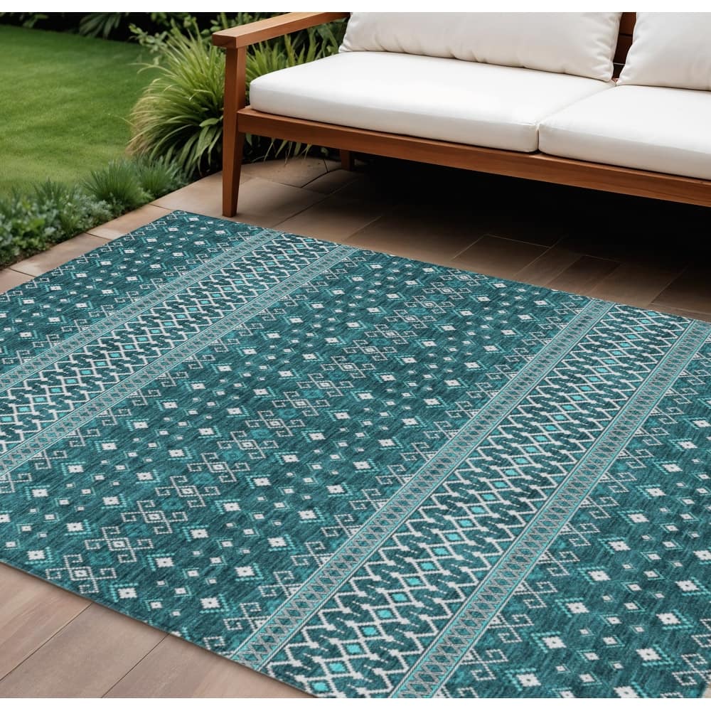 HomeRoots Tribal Transitional Rectangle Outdoor Rug