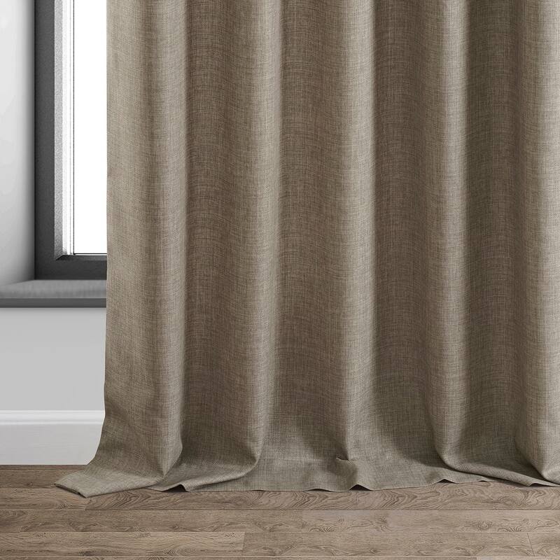 Exclusive Fabrics Italian Faux Linen Room Darkening Curtains (1 Panel) - Sophisticated Drapery for Versatile Décor