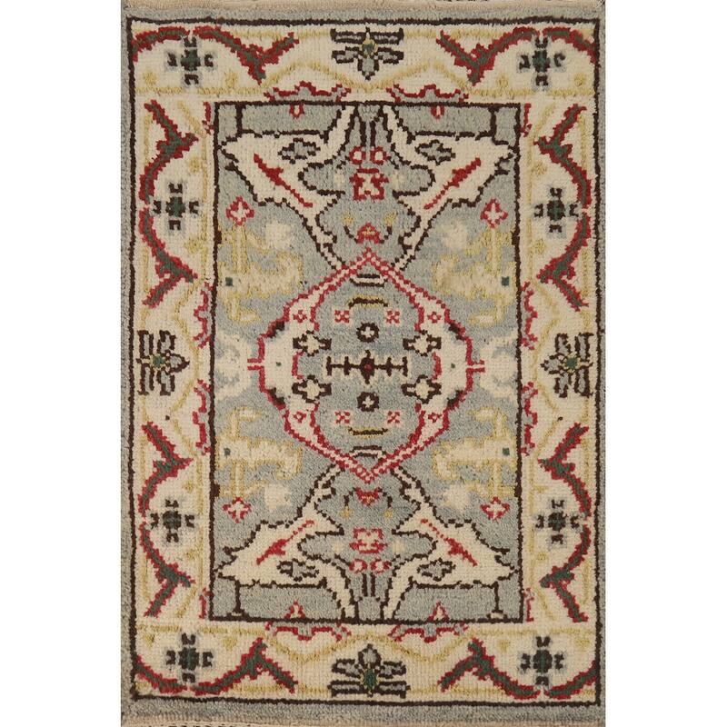 Geometric Oushak Oriental Foyer Rug Handmade Wool Carpet - 2'0"x 3'0"
