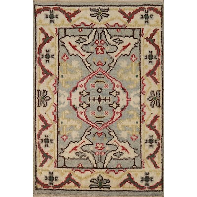Geometric Oushak Oriental Foyer Rug Handmade Wool Carpet - 2'0"x 3'0"