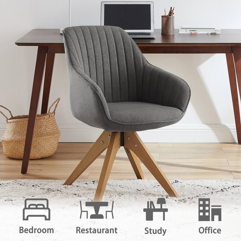 Art Leon Classical Swivel Office Accent Chair with Wood Legs