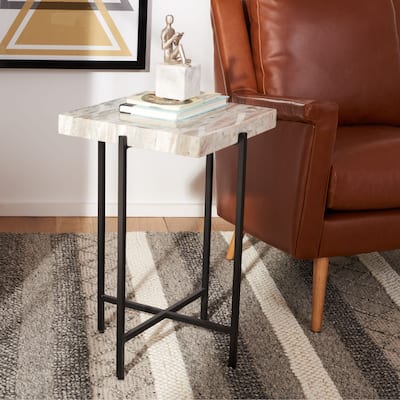 SAFAVIEH Tenzin Stone Top Accent Table - 16.3" W x 16.3" L x 24.5" H