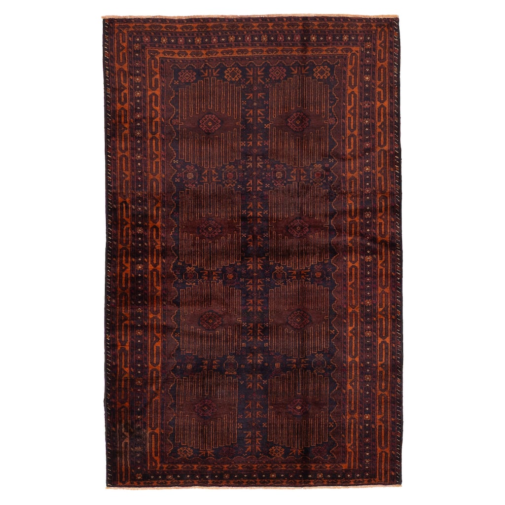 ECARPETGALLERY Hand-knotted Teimani Dark Red Wool Rug - 4'3 x 6'9