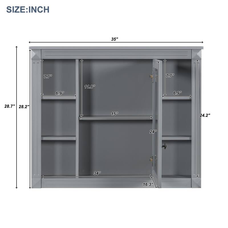 Roomfitters 36" Vanity with Sink and Mirror, Cabinet with 2 Doors and 2 Drawers, Royal Blue Modern Storage Set