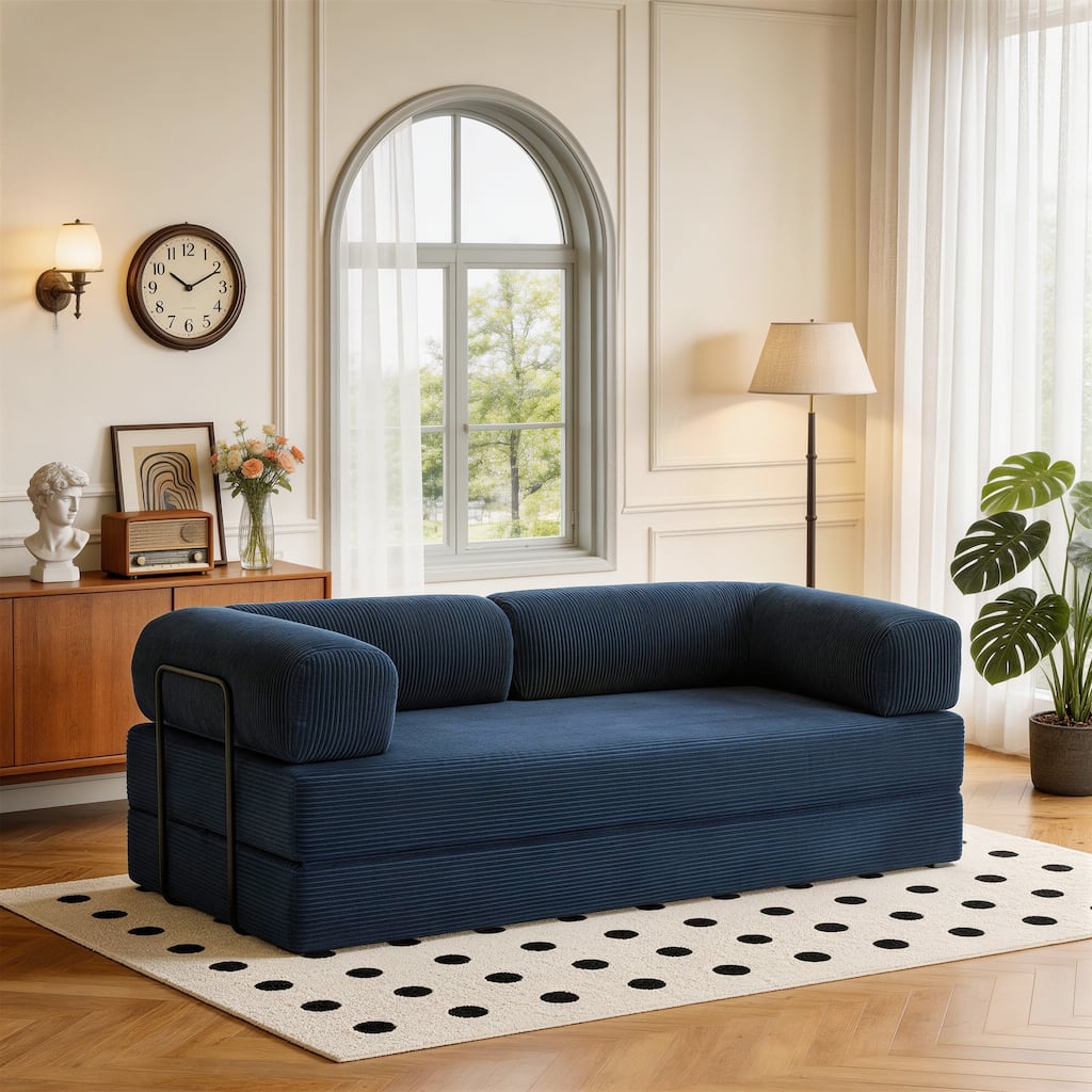 Oversized Corduroy Convertible Floor Sofa Bed Sleeper Couch