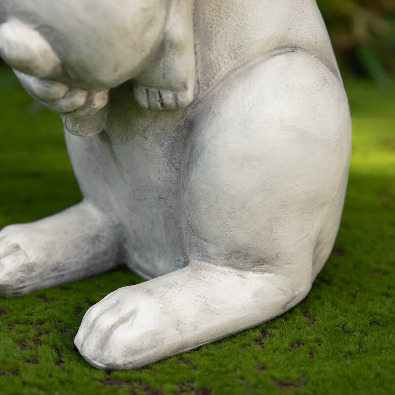 Glitzhome MGO Cute Sitting Bunny Hugging Mom and Baby Rabbit Garden Statue Indoor Outdoor Decoration