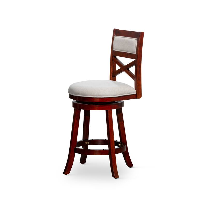 Bar Height X-Back Swivel Stool,Fabric Seat