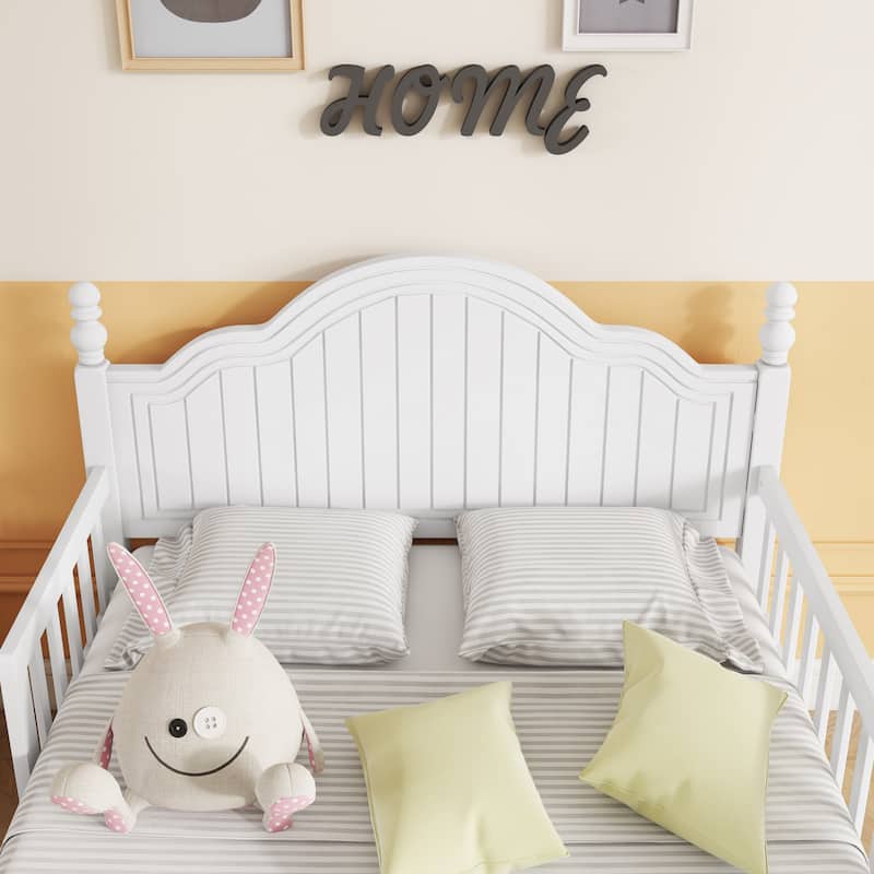 Twin Size Bed For Kids, Wood Twin Platform Bed with Headboard and Footboard