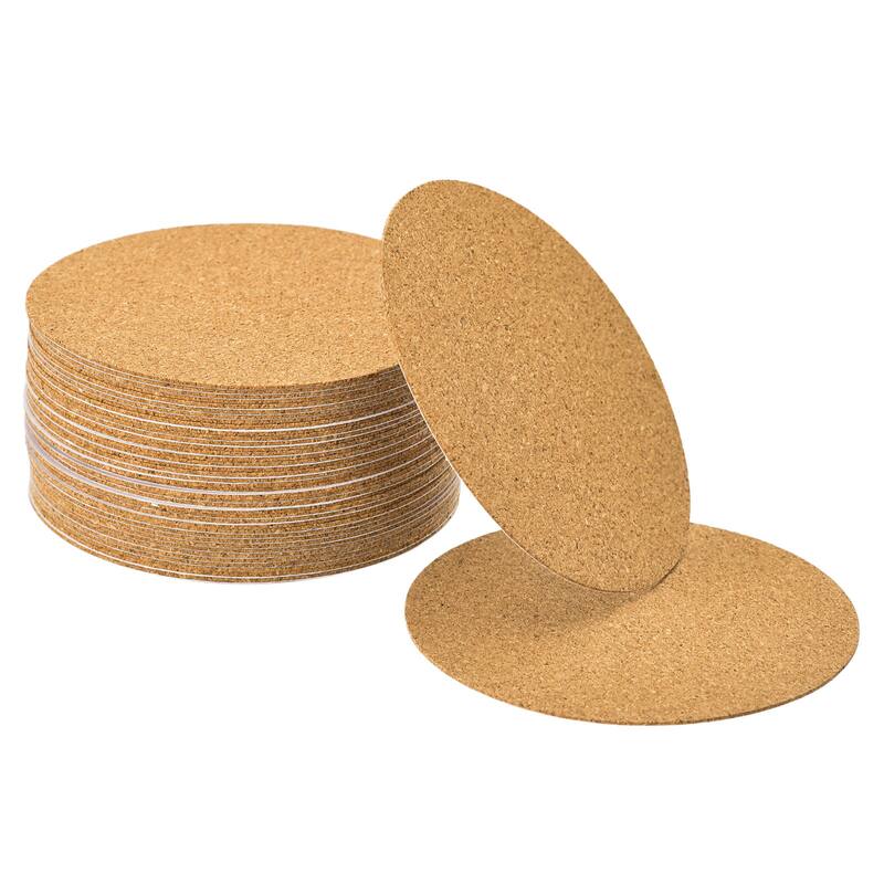 40pcs Self-Adhesive Cork Round, 3" Cork Backing Sheets Cork Coasters - Brown