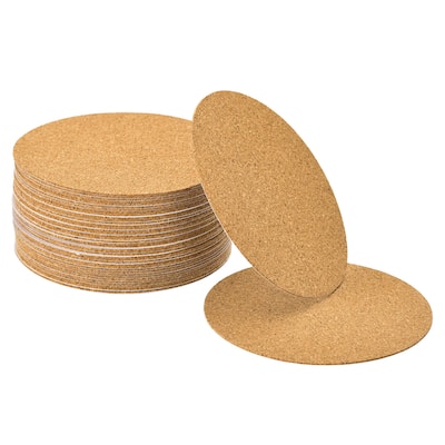 40pcs Self-Adhesive Cork Round, 3" Cork Backing Sheets Cork Coasters - Brown