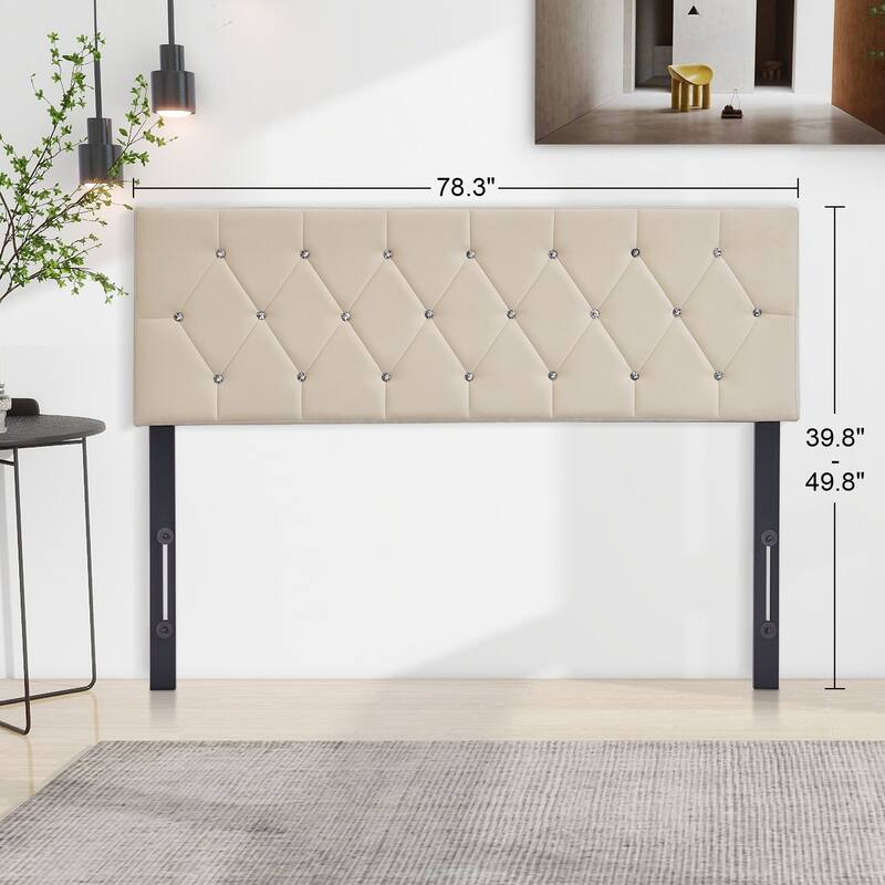 VECELO Mid-Rise Upholstered Headboard, Diamond Tufted Adjustable Headboard from 39.8" to 49.8", Queen Headboard/ King Headboard
