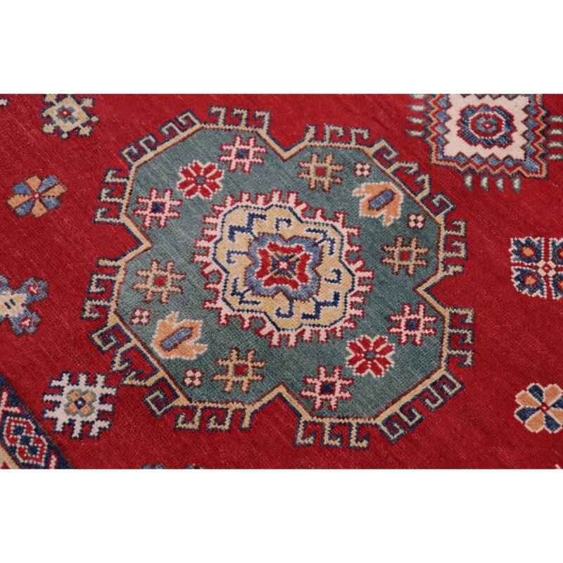 Tribal Kazak Juan Red/Natural Wool Rug - 8'0'' x 9'10''