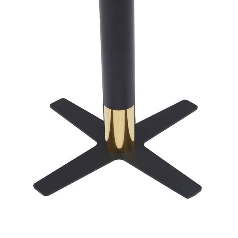 Vail Round Dining Table with 27 in. MDF Tabletop in Black Stainless Steel Cross Legs with Gold Accent Base Kitchen Table