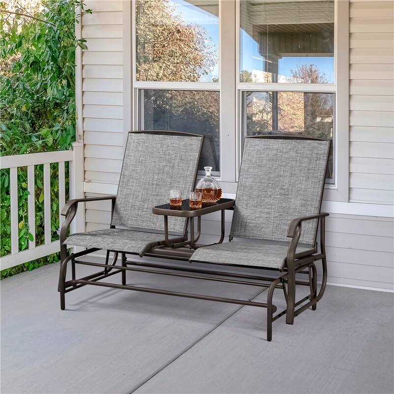 Yaheetech 2-Seater Glider Bench with Fabric and Steel for Outdoor