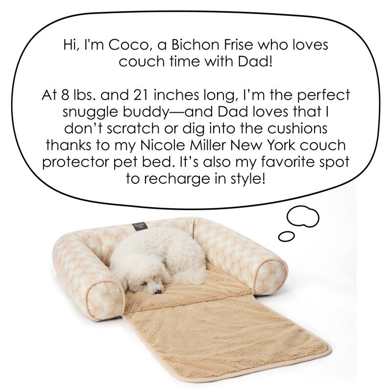 NICOLE MILLER NEW YORK PET Kendall Fluted Geo Cozy Couch Protector Pet Bed - 40.55"X23.62"X4.72"