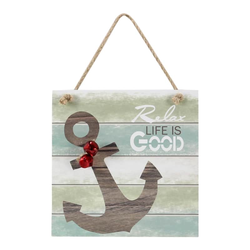 Relax Ships Anchor Wall Sign or Holiday Ornament Wood 6 Inches - Multi