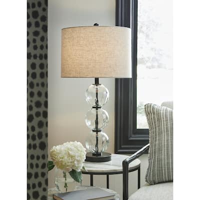 Signature Design by Ashley Airbal Clear/Black Table Lamp (Set of 2) - 14.88"W x 14.88"D x 29.38"H