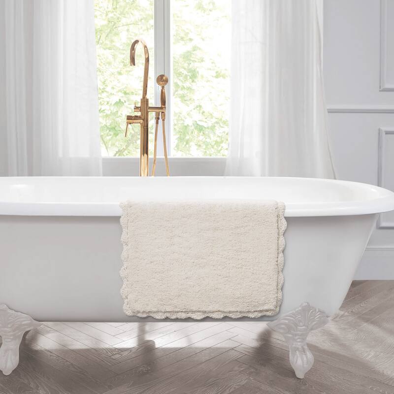 Laura Ashley Heathered Crochet Border Bath Rug