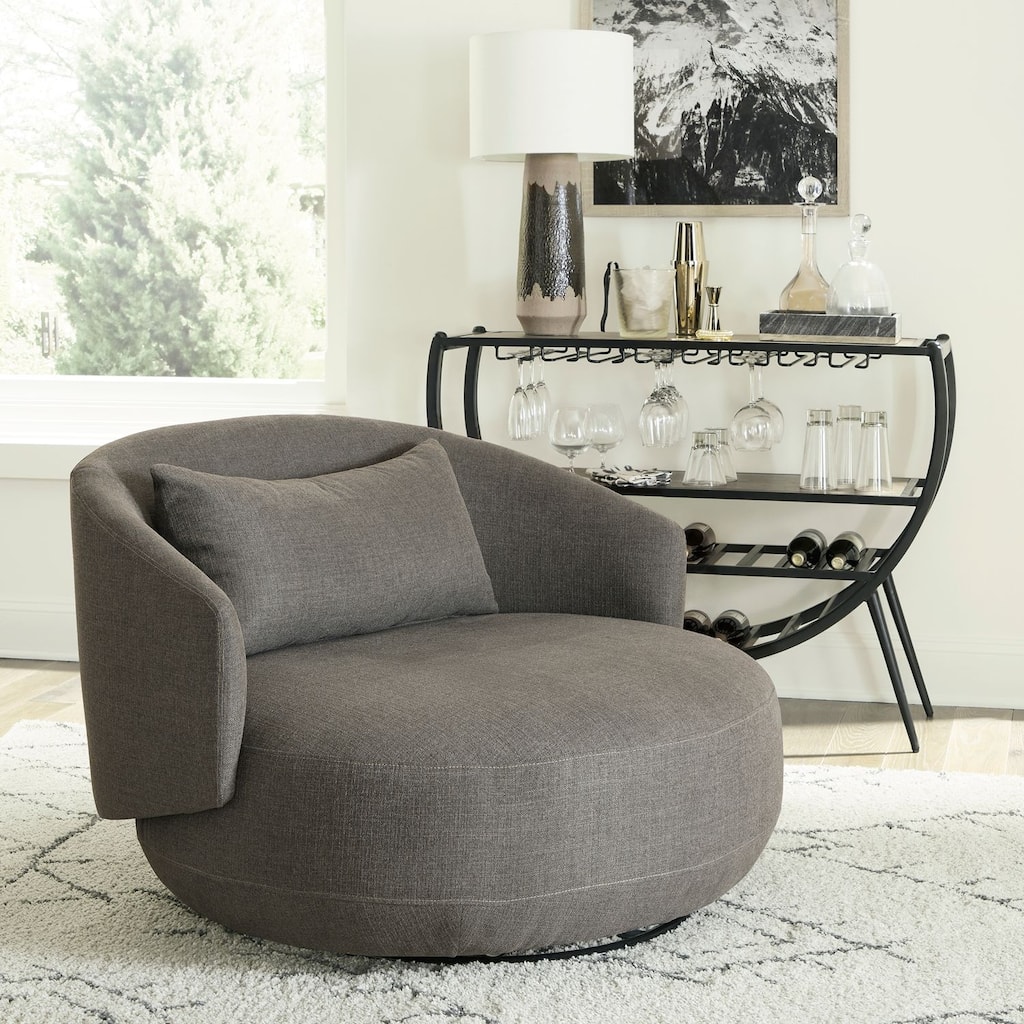 Haley Upholstered Swivel Cuddler Chair - Width 47" x Depth 44" x Height 31"