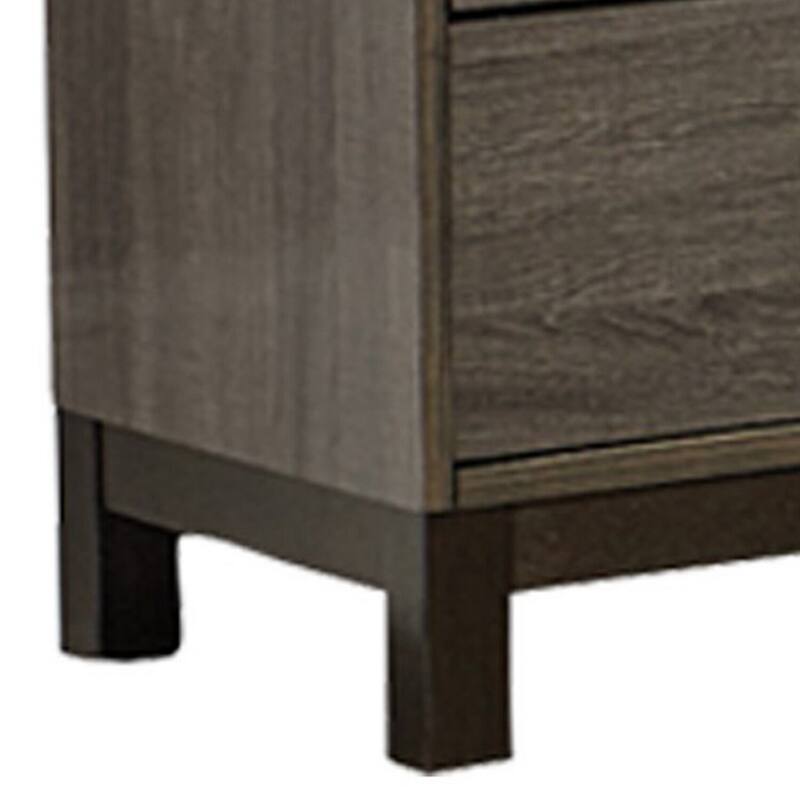Gray/Brown 2 Drawer 23.25 in. W Nightstand with Sturdy Hardware and Ample Storage