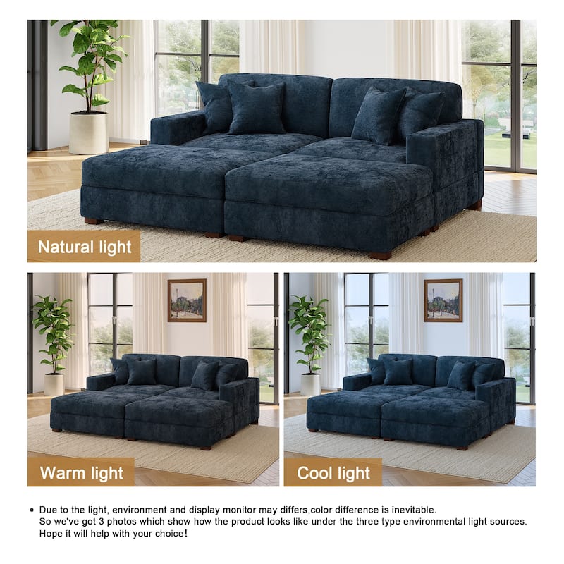 Modern Chenille Oversized Modular Sectional Sofa with 2 Ottoman