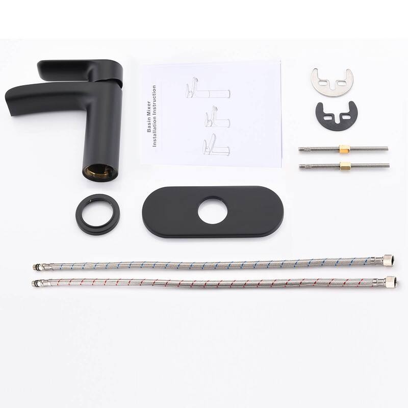 Waterfall Matte Black Bathroom Sink Faucet, Single Hole or 3 Holes faucet for sink