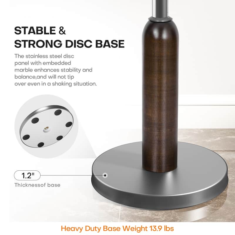 Freestanding Metal Coat Rack Stand Heavy Duty Coat Tree, Single - 70.9"H x 16.9"W(top) x 12.6"Dia(base)